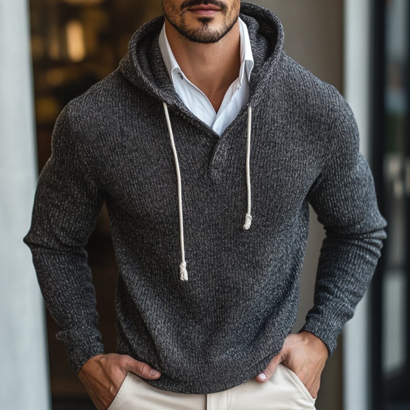 Men's Retro Casual Knitted Hooded Sweater MTA1809K2TO