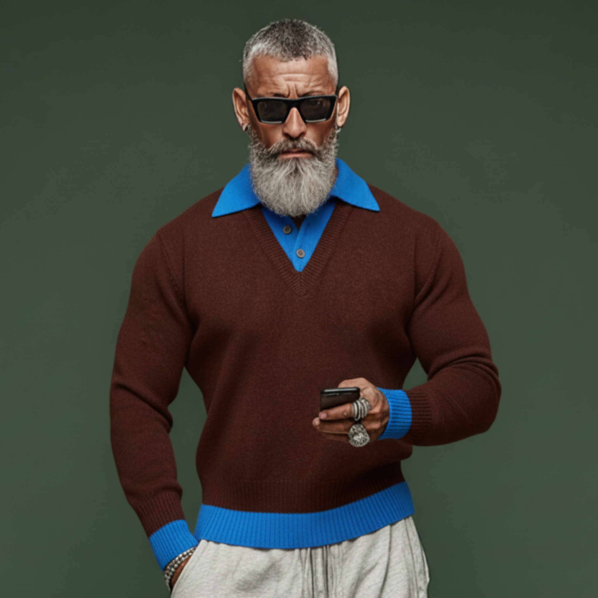 Men's Classic Casual Two-piece Color-blocked Slim-fit Sweater MTA0527K7K