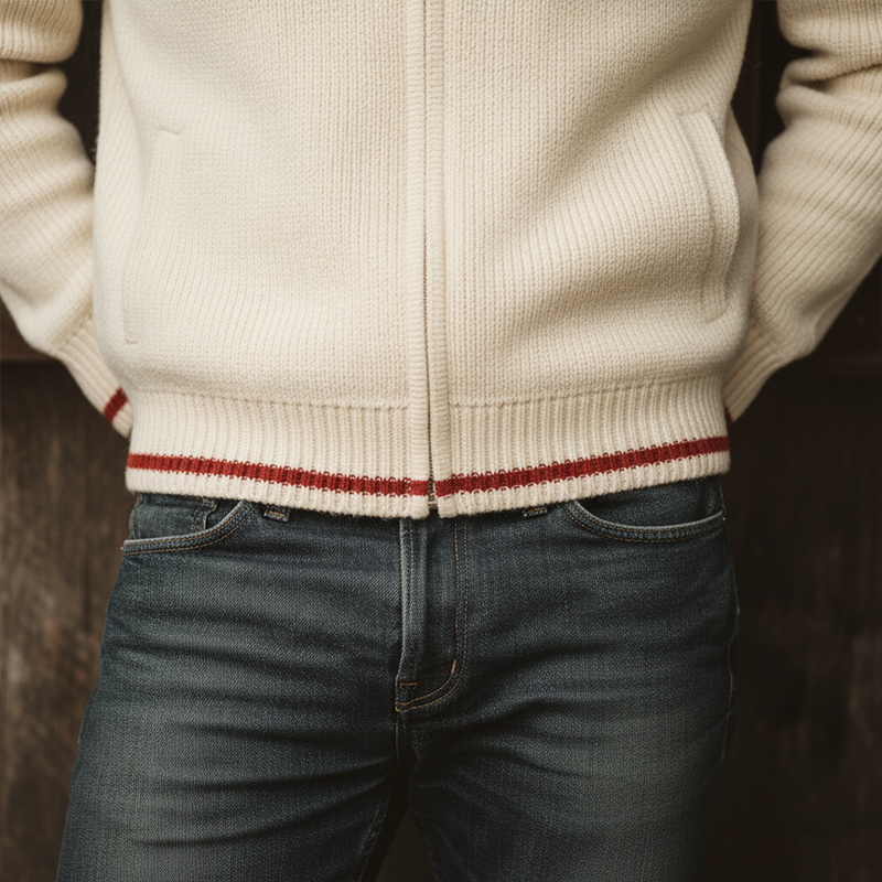 Men's Winter Fashion Cotton Yarn Knitted Simple Contrast Color Zipper Sweater Cardigan MTA1346J0P