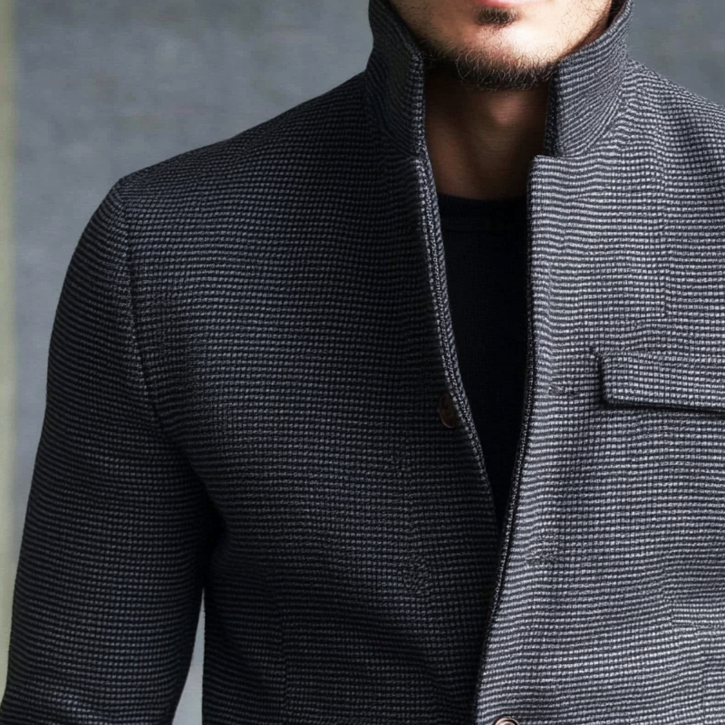 Men's Business Stand-up Collar Textured Button Jacket MTA0834I8U