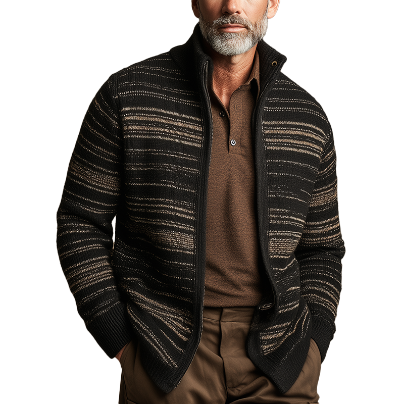 Men's Winter Fashion Pinstripe Knitted Cardigan MTA0100I8P
