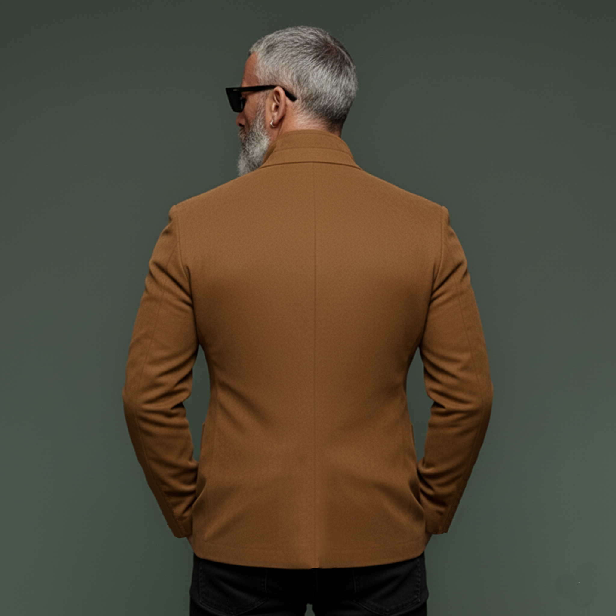 Men's Classic Retro Stand-up Collar Embroidered Faux Suede Slim Fit Jacket MTA1061K1K