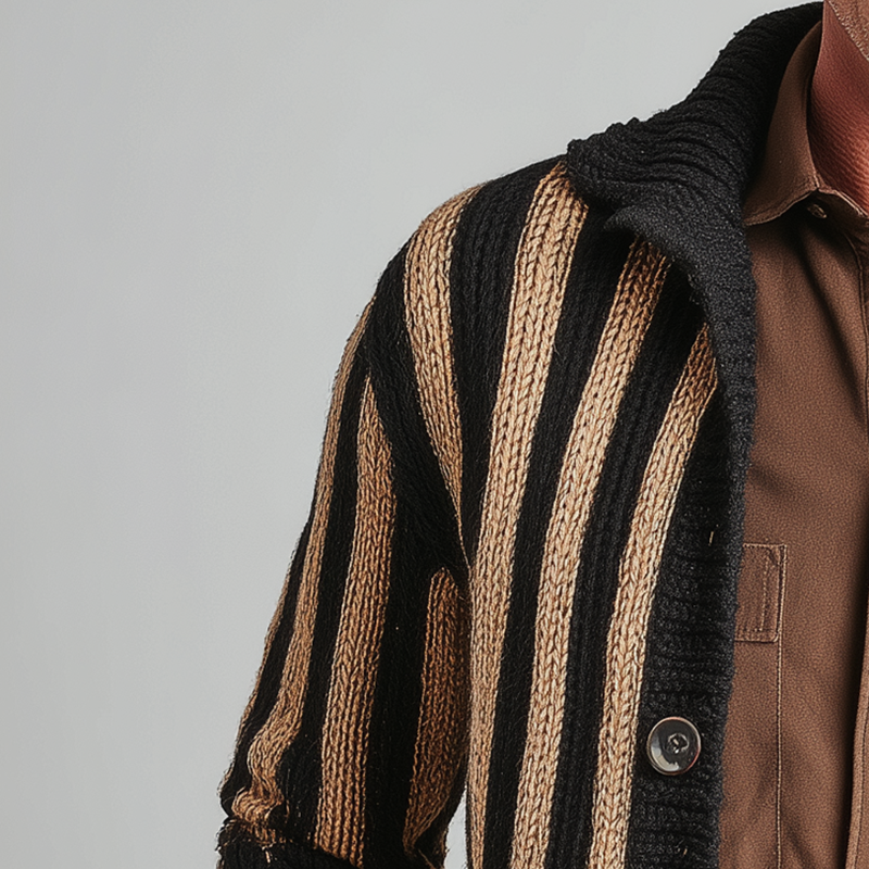 Men's Winter Fashion Vertical Striped Knitted Cardigan MTA0192I5P