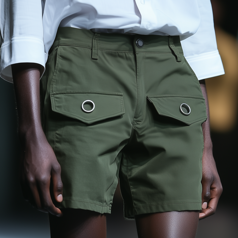 Men's Fashion Breathable Cotton Eyelet Decoration Multi-Pocket Loose Cargo Shorts MTA0609F3M