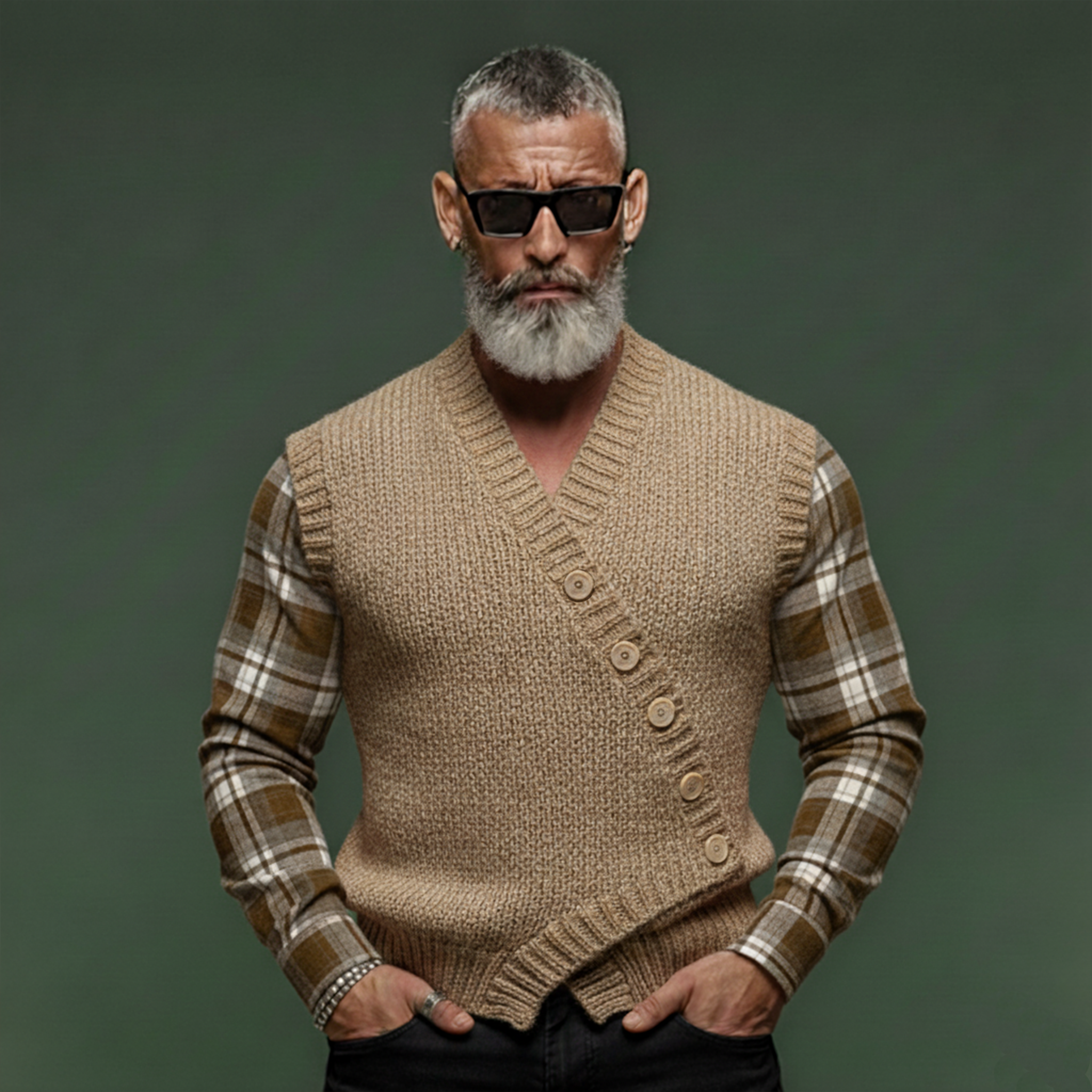 Men's Classic Casual V-neck Pullover Knitted Vest MTA1836L7K