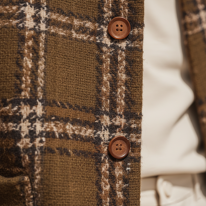 Men's Autumn And Winter Vintage Checkered Tweed Jacket Coat MTA1999I0P