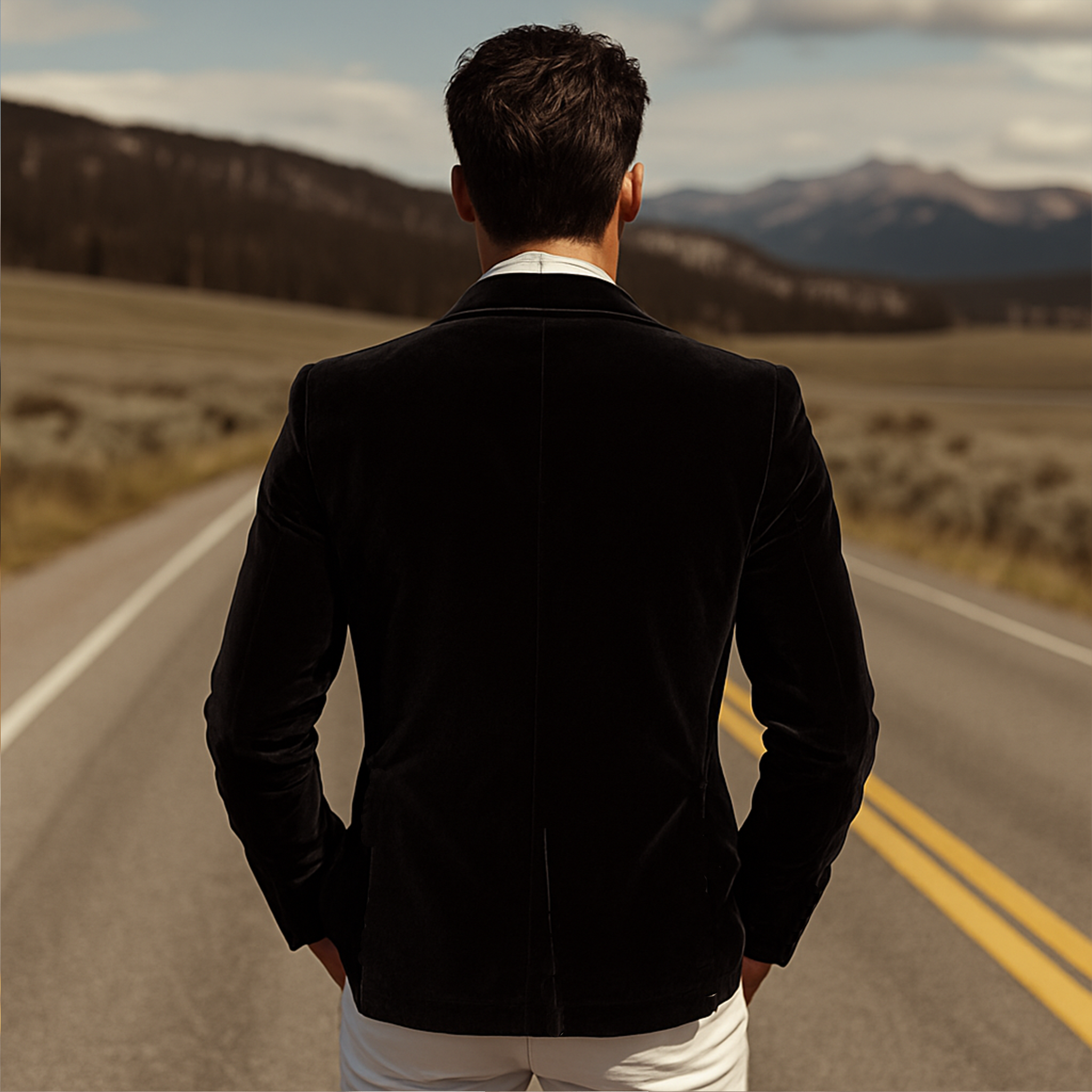 Men's Classic Retro Western Style Velvet Embroidered Single-breasted Slim-fit Blazer MTA1510H8K