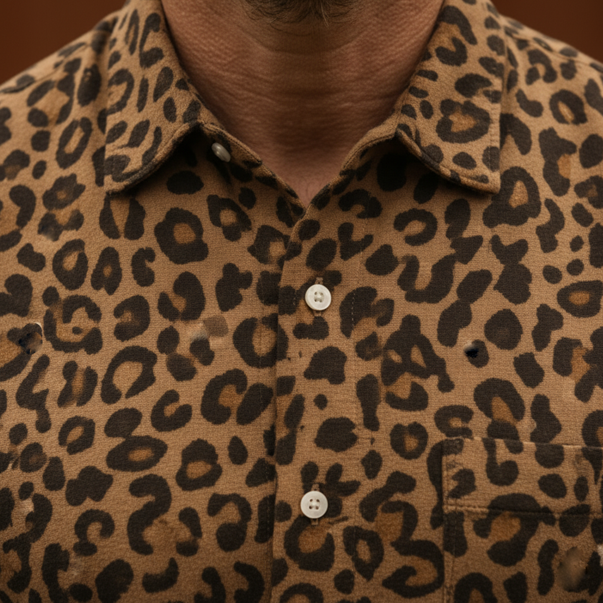 Men's Classic Casual Faux Leopard Suede Slim-Fit Shirt MTA2796J4K