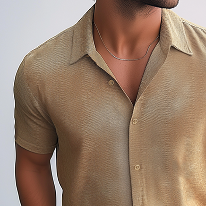 Men's Summer Twill Printed Casual Short Sleeve Shirt MTA0737F2U