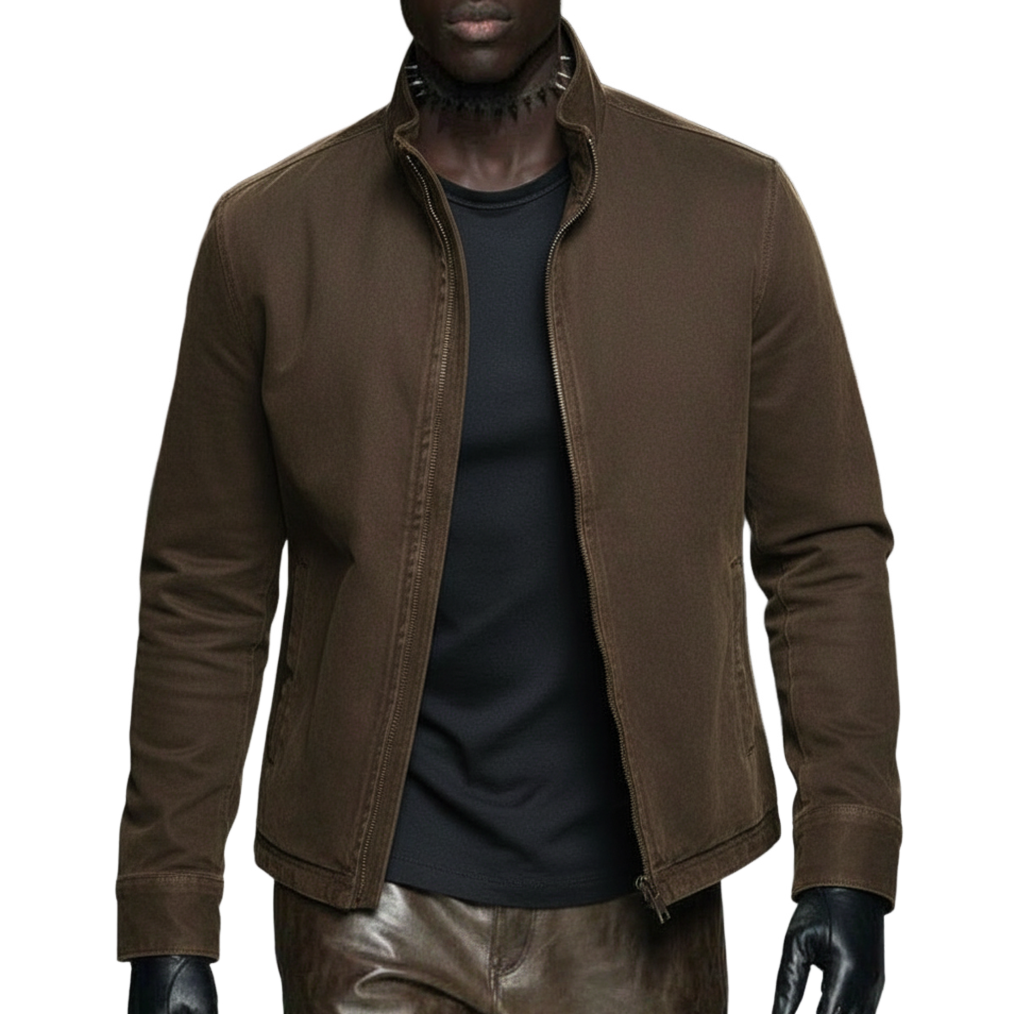 Men's Classic Casual Washed Cotton Blend Stand-collar Jacket MTA3008L1K