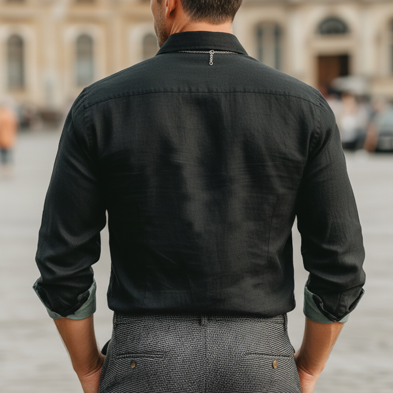 Men's Urban Business Cotton Color-block Long-sleeved Shirt MTA2486L8U