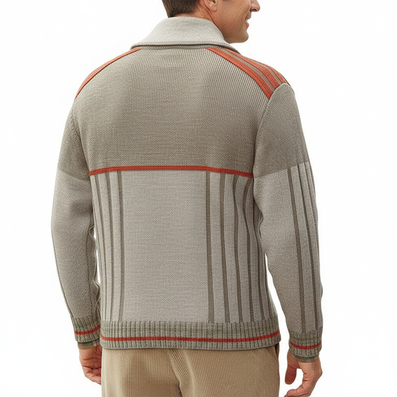 Men's Classic Zip-Neck Colorblock Jacquard Sweater MTA1366J7U