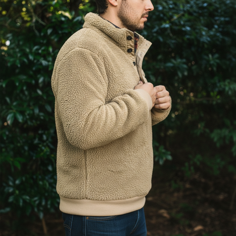 Men's Urban Warm Fleece Camel Stand Collar Sweatshirt MTA1768K6U