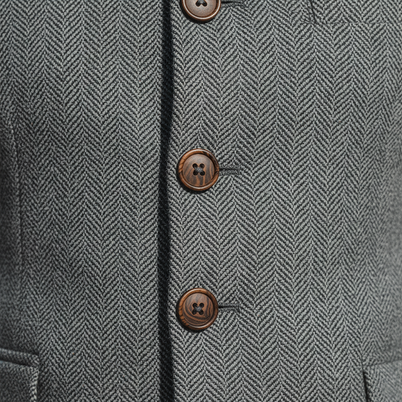 Men's Winter Fashionable Herringbone Faux Wool Stand Collar Jacket MTA2471I5P