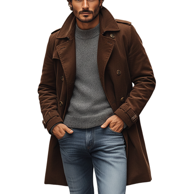 Men's Vintage Solid Color Corduroy Lapel Winter Coat MTA1485J9X