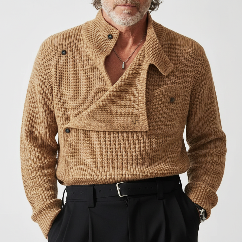 Men's Urban Style Camel Knit Sweater MTA1333K8U