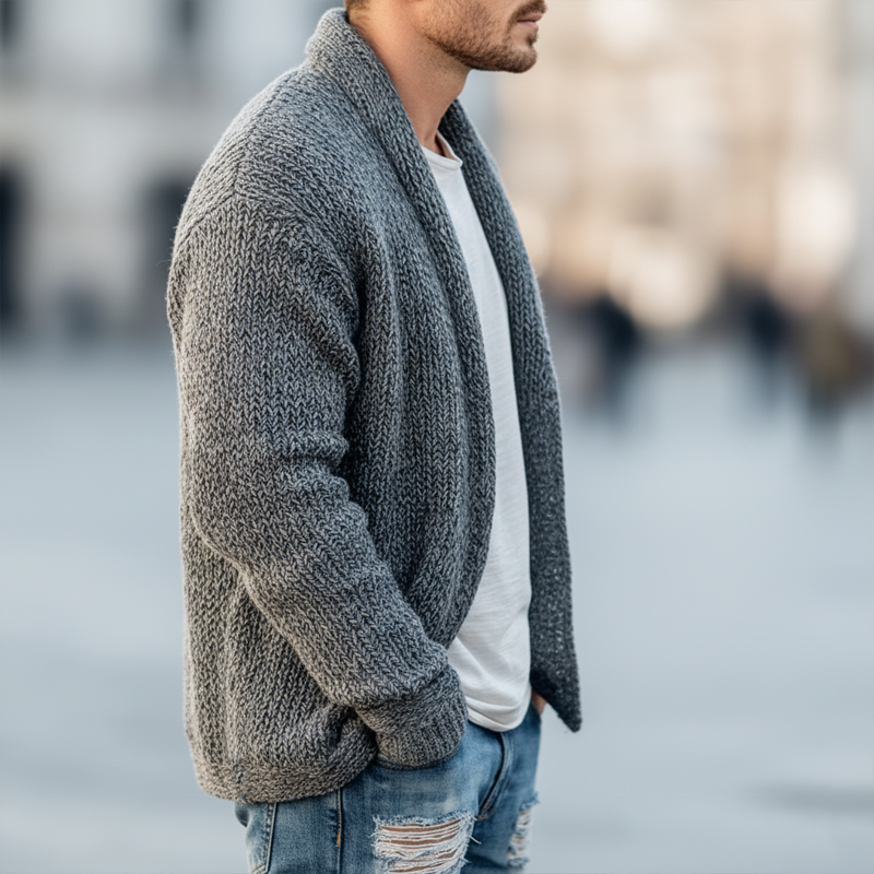 Men's Urban Unbuttoned Chunky Knit Textured Cardigan MTA1515K5U