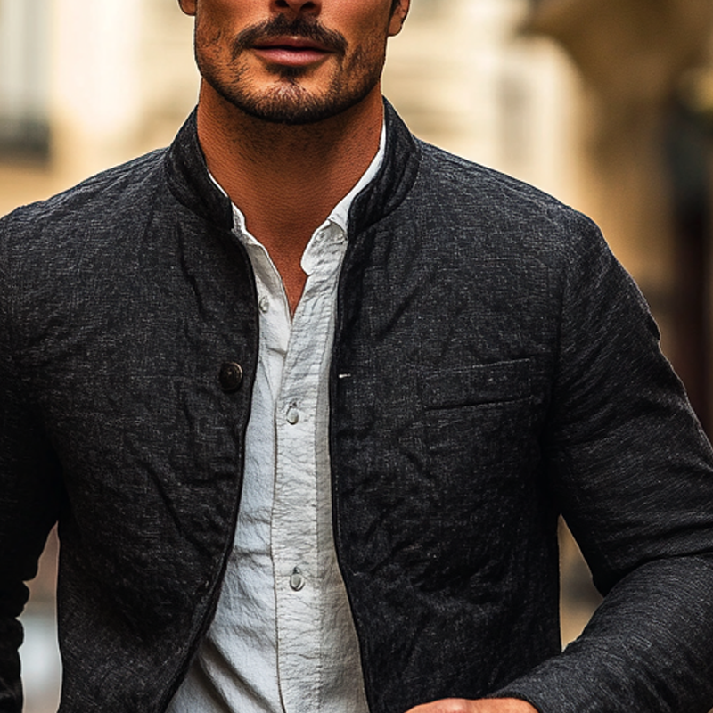 Men's Blended Stand Collar Single-breasted Jacket MTA0866I2X