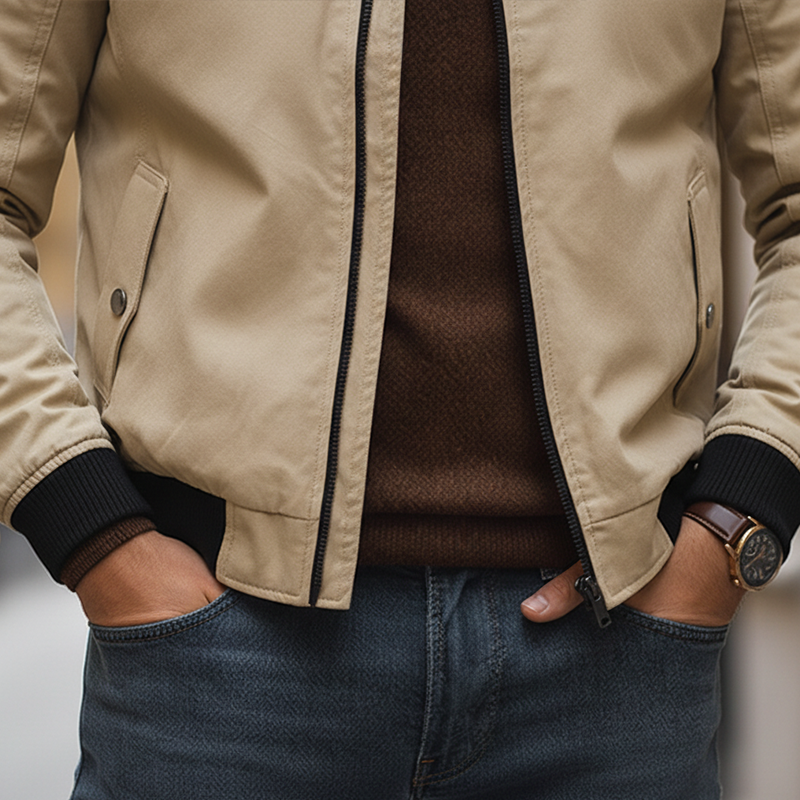 Men's Retro Cotton Blend Multi-Pocket Zipper Jacket MTA1971K5P