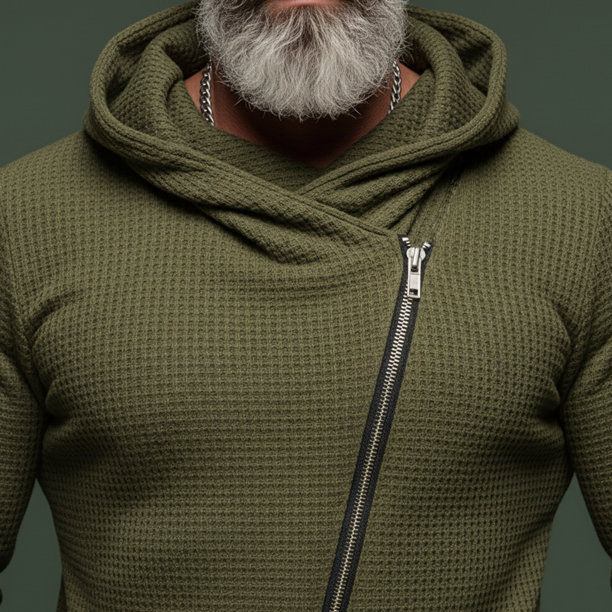 Men's Classic Casual Waffle-knit Zip-up Hooded Lightweight Jacket MTA1582L6K