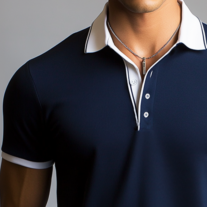 Men's Business Colorblock Cotton Short-sleeved POLO Shirt MTA3091G7U