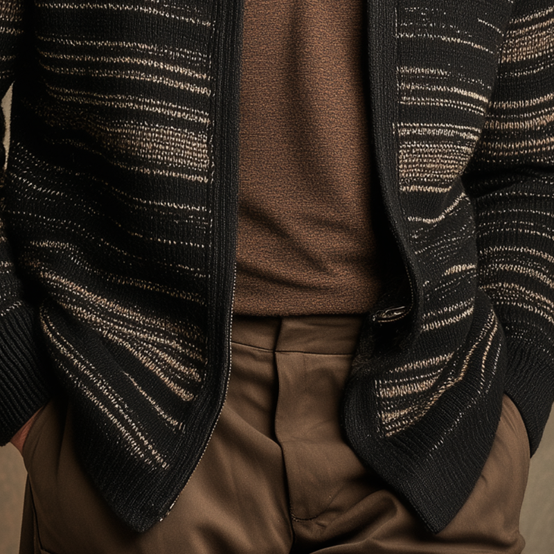 Men's Winter Fashion Pinstripe Knitted Cardigan MTA0100I8P