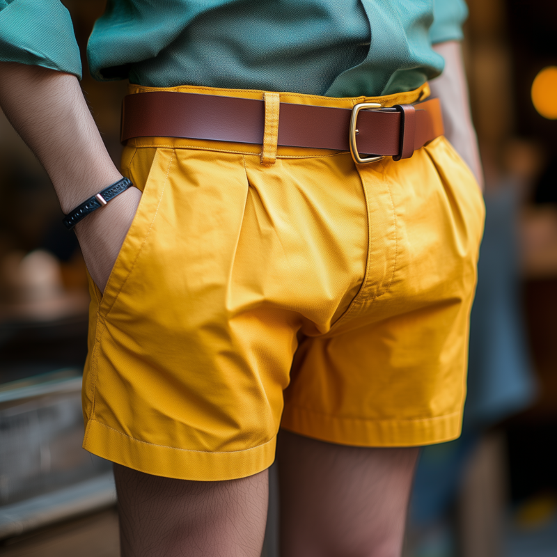 Men's Casual Comfort Breathable Solid Color Cotton Slim Suit Shorts (Belt Excluded) MTA0569F0M