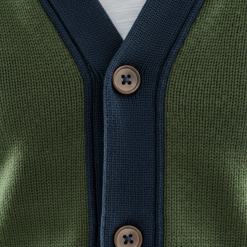 Men's Winter Fashion Contrast Color Cotton Yarn Knitted Thin Cardigan MTA2075J1P