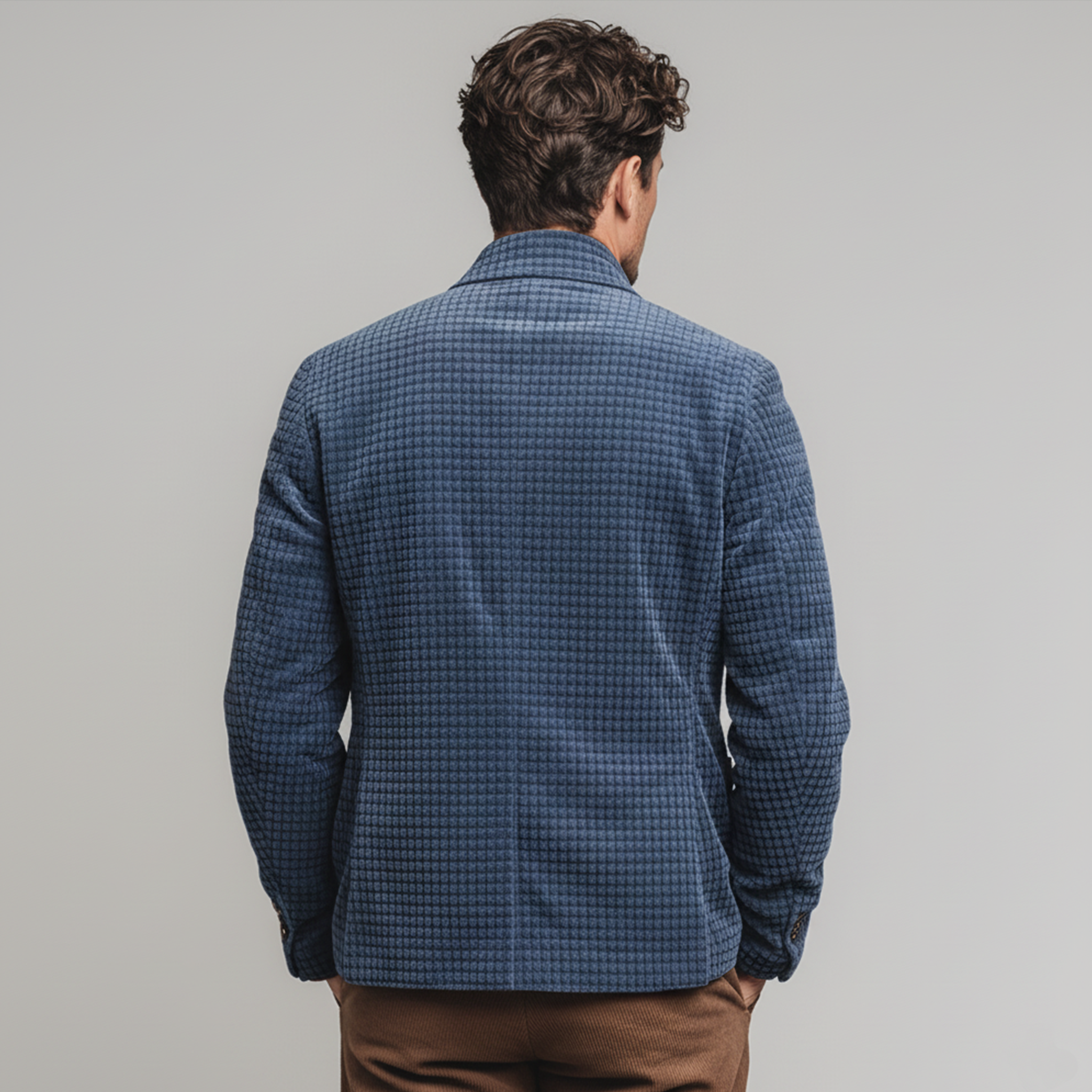 Men's Classic Casual Textured Corduroy Stand Collar Jacket MTA1437K8K