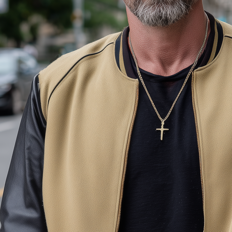 Men's Vintage Cotton And PU Leather Zippered Baseball Jacket MTA1912H8U