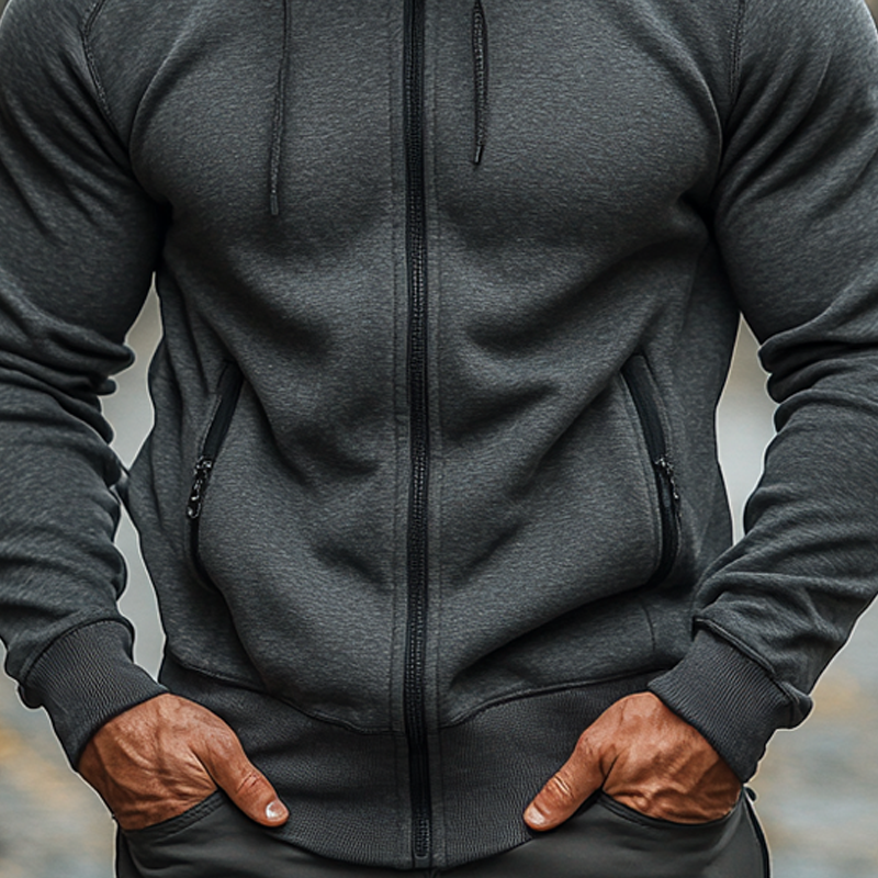 Men's Casual Blended Sweatshirt Zip-up Hooded Jacket MTA1380J6X