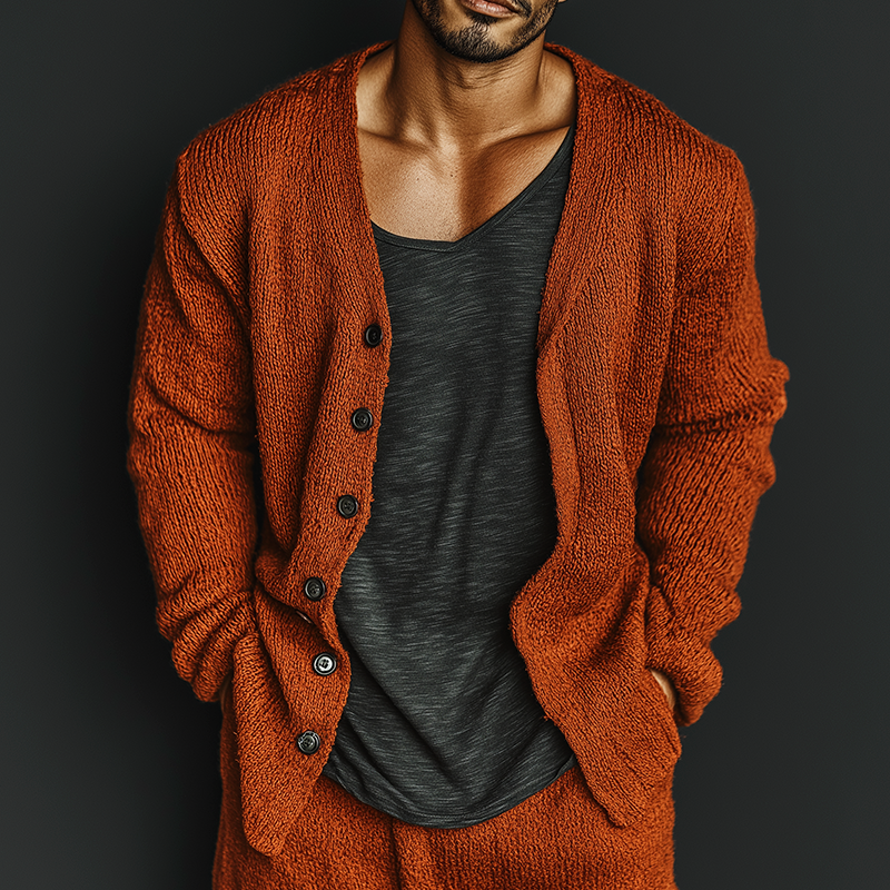 Men's Retro Casual Knitted Button-Up Cardigan MTA1442K4TO