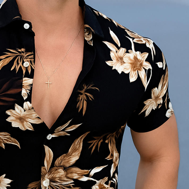 Men's Summer Casual Vacation Print Short-sleeved Shirt MTA0278H8U
