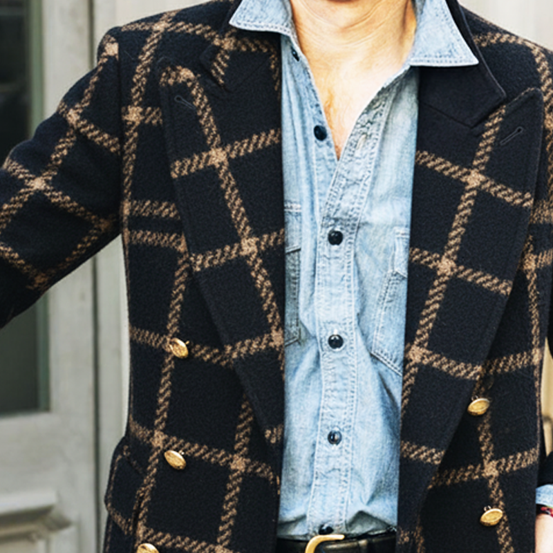Men's Classic Vintage Plaid Double-breasted Short Coat MTA2987I2U