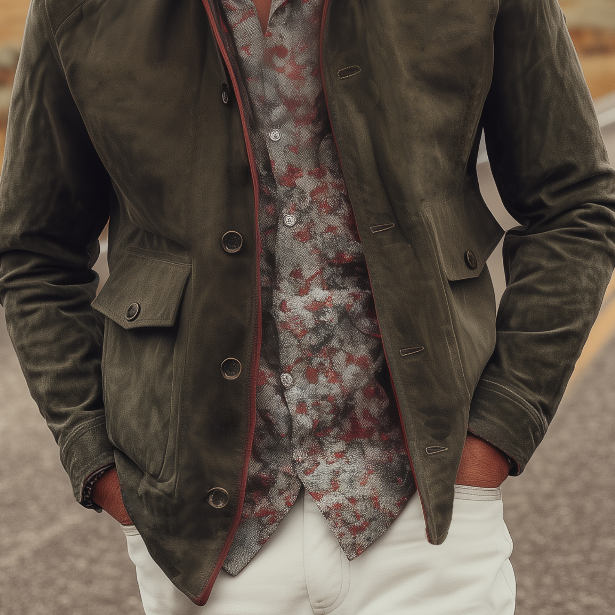 Men's Classic Casual Western Style Lapel Suede Jacket MTA0885I7K