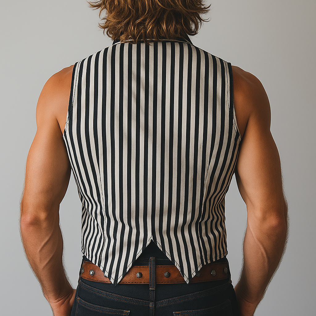 Men's Summer Fashion Classic Striped Suit Collar Sleeveless Shirt MTA1760F8P
