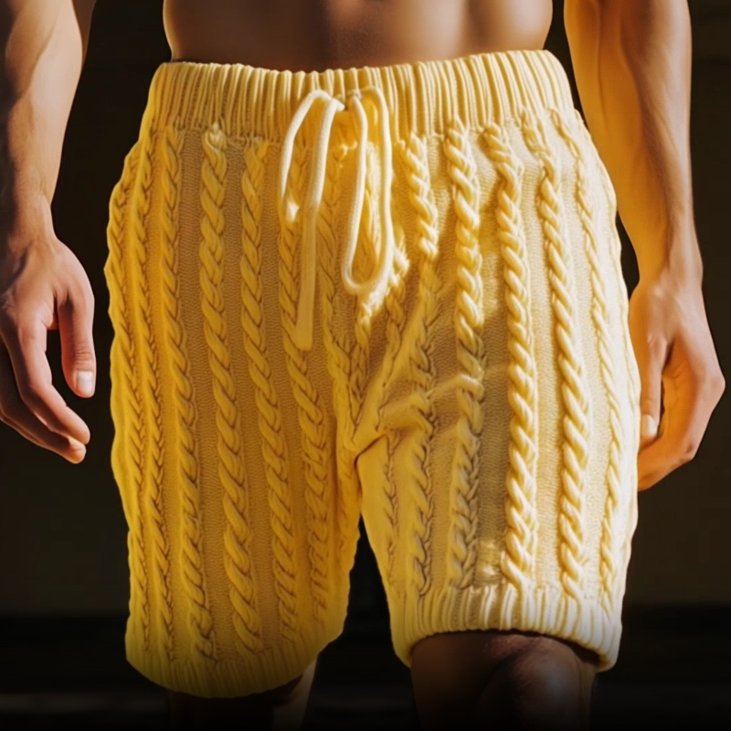 Men's Summer Fashion Casual Three-Dimensional Texture Knitted Elastic Waist Shorts MTA2066F5K