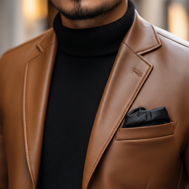 Men's Retro PU Faux Leather Suit Jacket MTA2736K5P