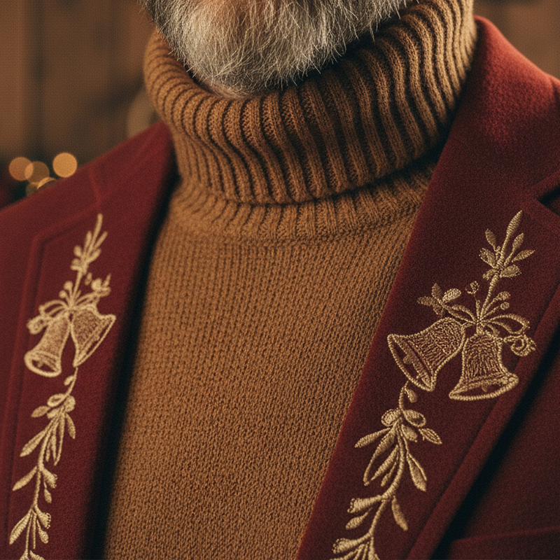 Men's Christmas Retro Embroidered Faux Wool Suit MTA2068K0P