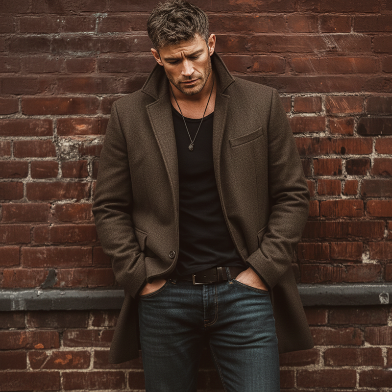 Men's Retro Business Two-Button Faux Wool Mid-Length Coat MTA1798K2U