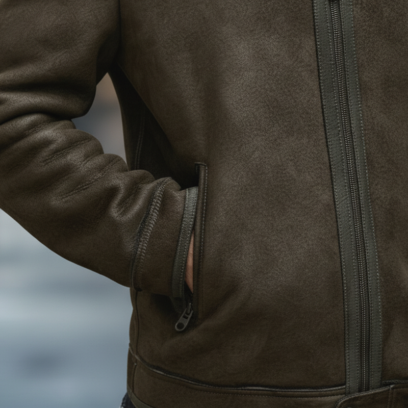 Men's Winter Retro Faux Suede Lined Zippered Warm Jacket MTA2488K3P