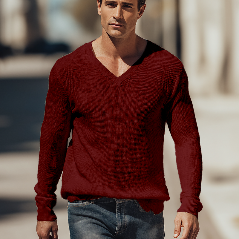 Men's Simple Solid Color Knitted Hollow Thin Sweater MTA1188H8P