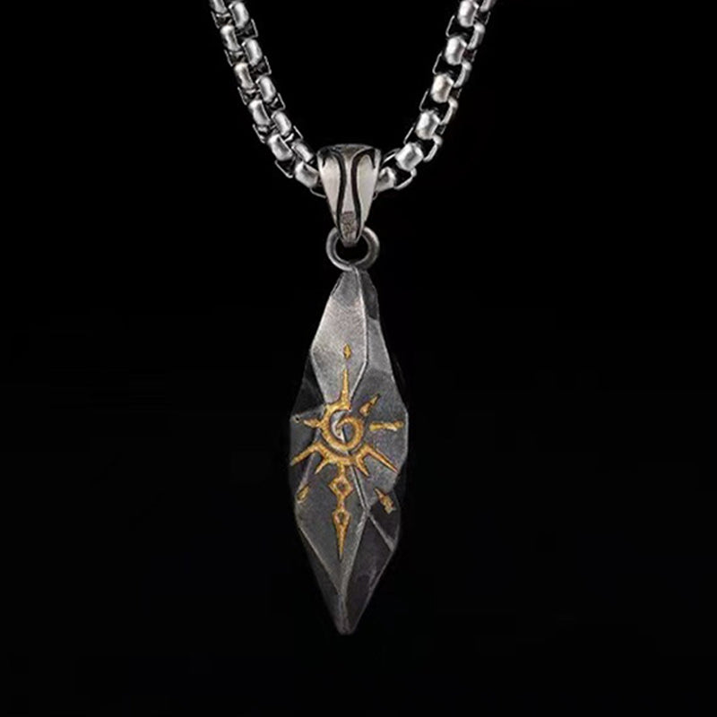 Men's Vintage Fashion S925 Silver Wishing Stone Necklace MTA3096F4M