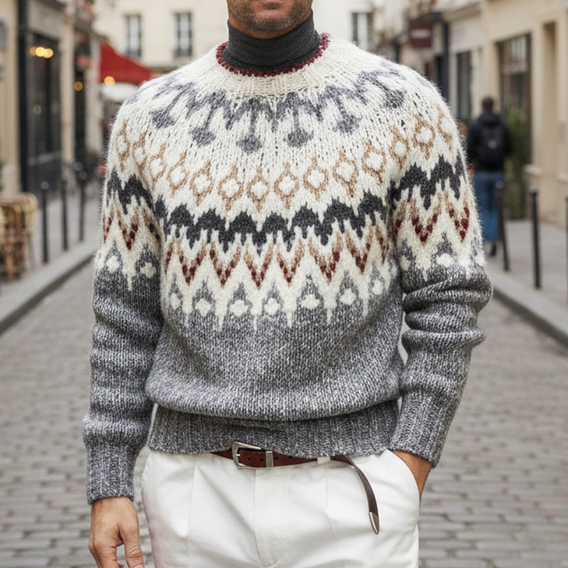 Men's Classic Crew Neck Colorblock Pullover Sweater MTA0944J2U