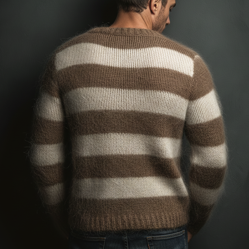 Men's Classic Color-blocked Striped V-neck Knit Sweater MTA3033J0U