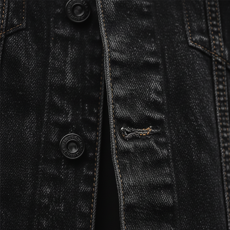 Men's Winter Retro Washed Ripped Button Denim Jacket MTA2501K8P