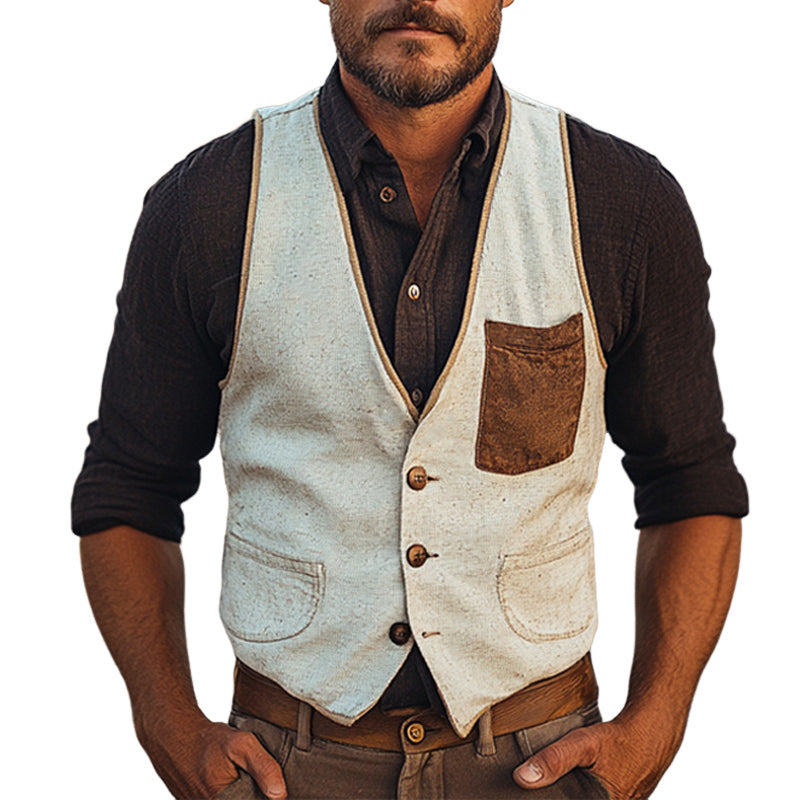 Herrevest i western-cowboystil med V-hals, enkeltspent MTA1319E3U