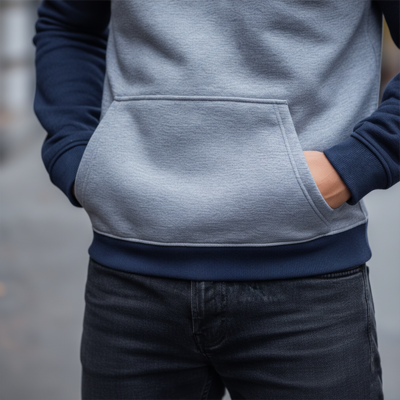 Men's Winter Retro Color Block Cotton Blend Hooded Sweatshirt MTA3071J1P