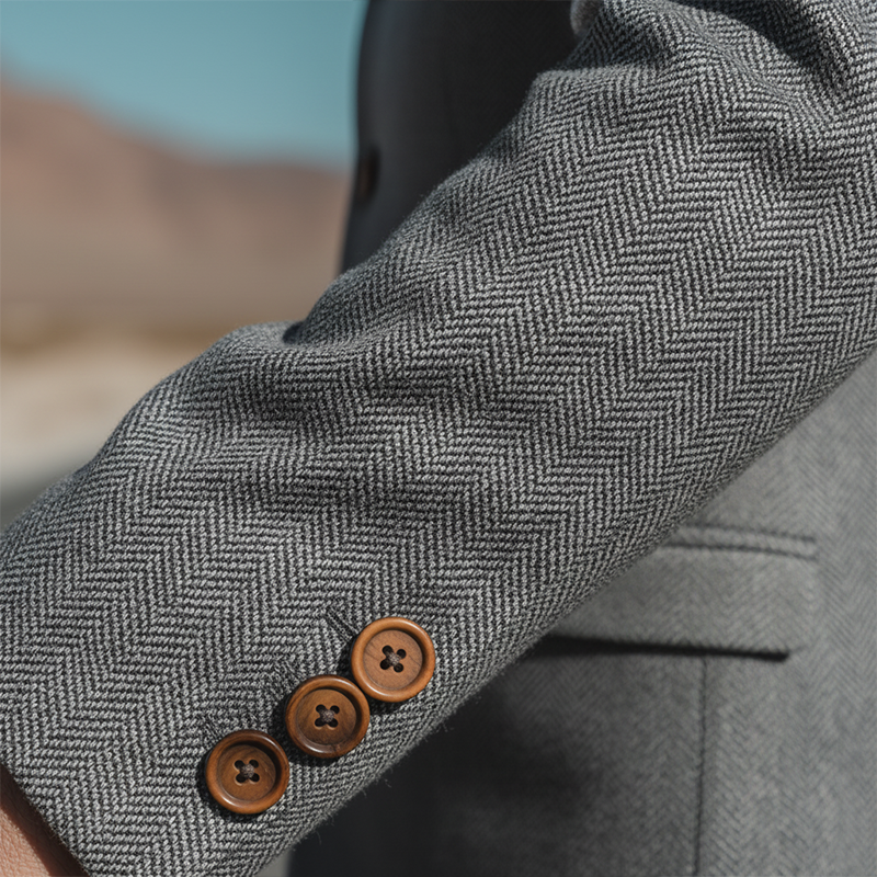 Men's Winter Fashionable Herringbone Faux Wool Stand Collar Jacket MTA2471I5P