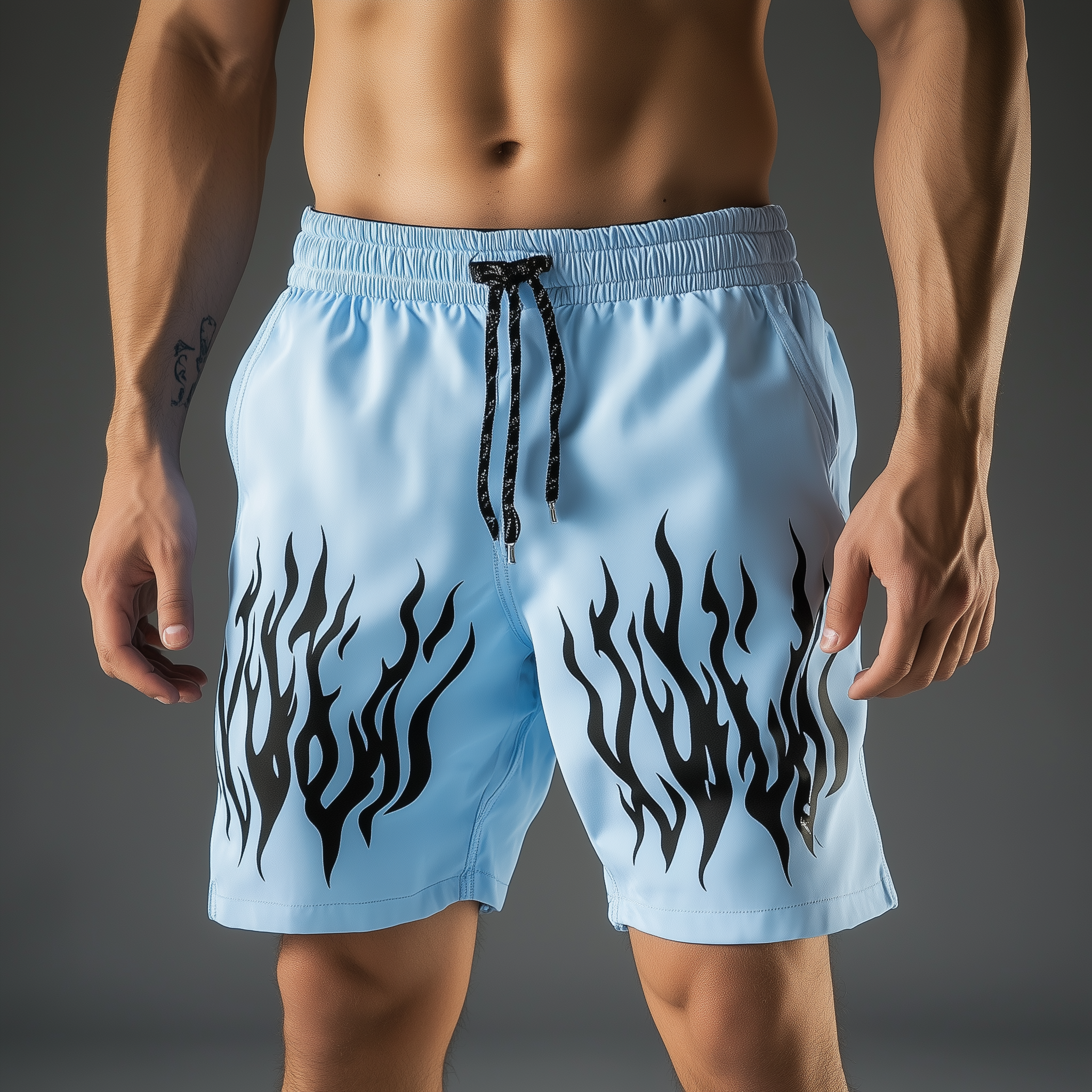 Men's Summer Fashion Flame Print Cotton Blend Sports Shorts MTA0128G4P
